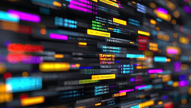 Abstract digital data streaming, technology background. Information flow.
