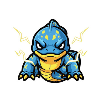 Electric Blue Cartoon Monster Creature.