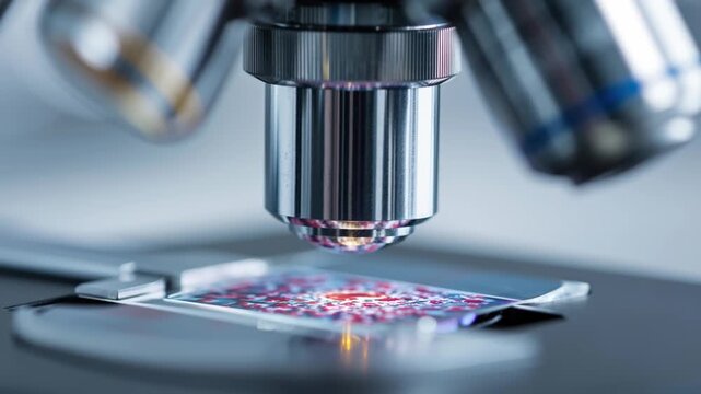 Focusing on microscope slide for clear observation of specimens and details