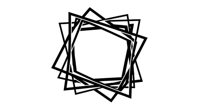 Geometric shapes overlap forming star.