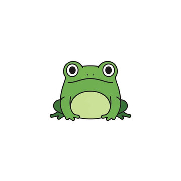Green Frog Cartoon Character Illustration.