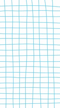 Hand-Drawn Thin Cyan Grid Pattern Vertical video | Sketchy Blue Square Texture hand drawn animation | Artistic Graph Paper Background on green screen