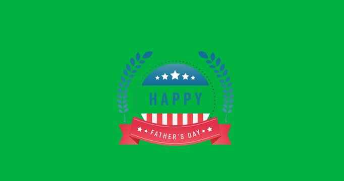 Digital animation of fathers day text banner against black background