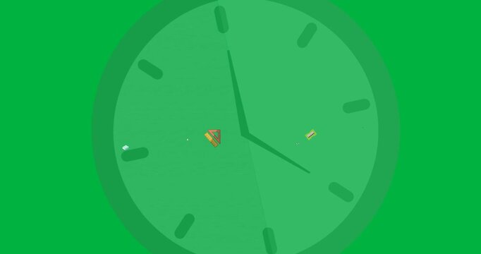 Digital animation of multiple school and college concept icons against black background