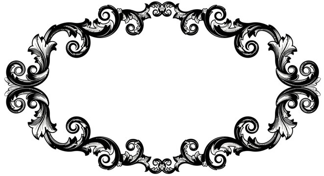 Intricate Black Ornate Border Design.