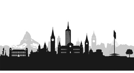 Naklejka premium London City Skyline Silhouette Buildings.