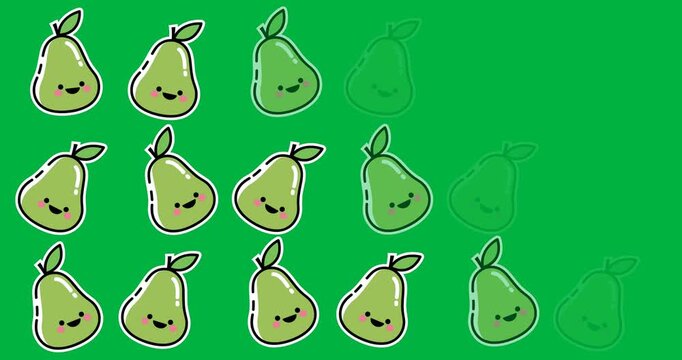 Digital animation of multiple guava icons against black background