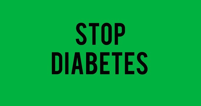 Digital animation of stop diabetes text banner against white background
