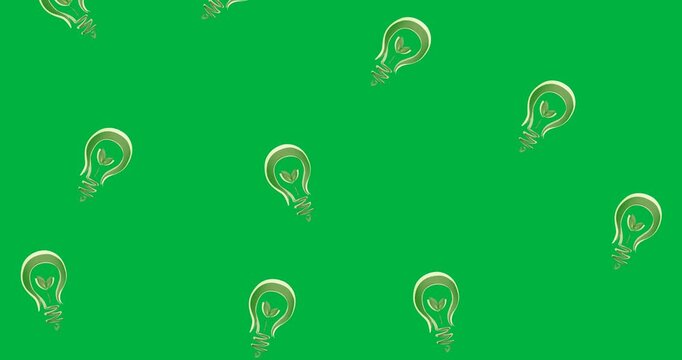 Digital animation of plant sampling in multiple light bulb icons falling against black background