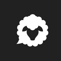 White Sheep Head Silhouette in Woolly Speech Bubble Icon © Alpha Factory Std
