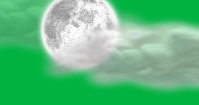 Digital animation of moon and cloud icon against black background