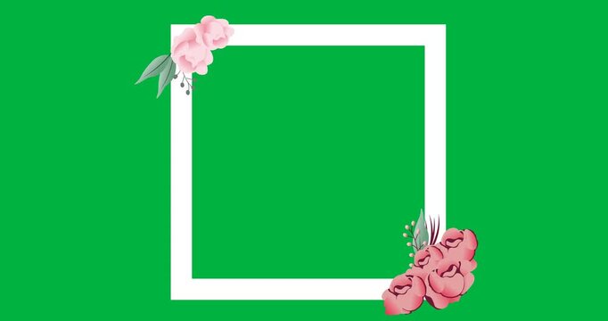 Digital illustration tutorial on animating a rose-themed border with icons.