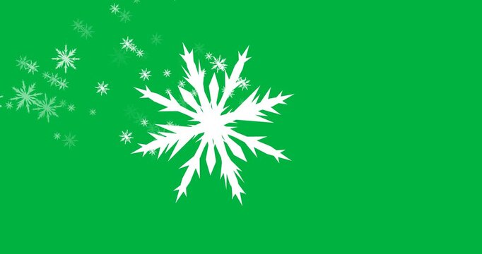 Digital animation of multiple snowflakes icons falling against black background