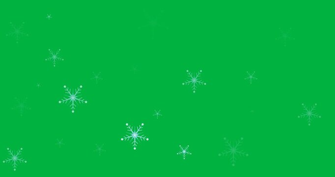 Digital animation of multiple blue snowflakes icons floating against black background