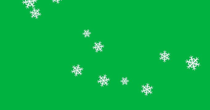Digital animation of multiple snowflakes falling against black background