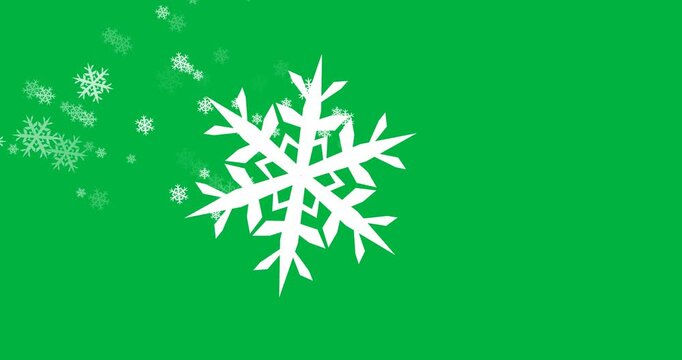 Digital animation of multiple snowflakes icons falling against black background