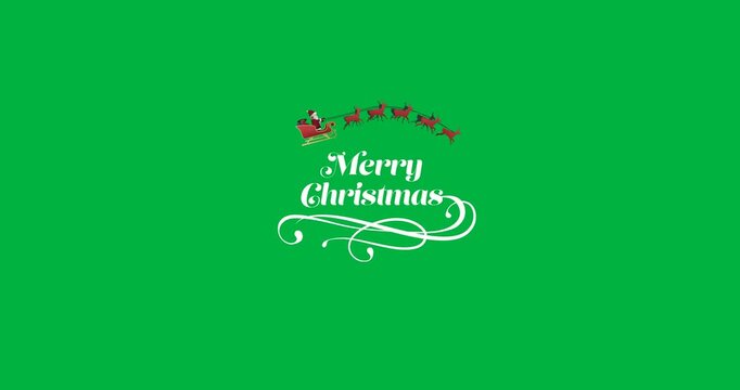 Digital animation of merry christmas text banner against black background