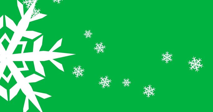 Digital animation of multiple snowflakes icons against black background