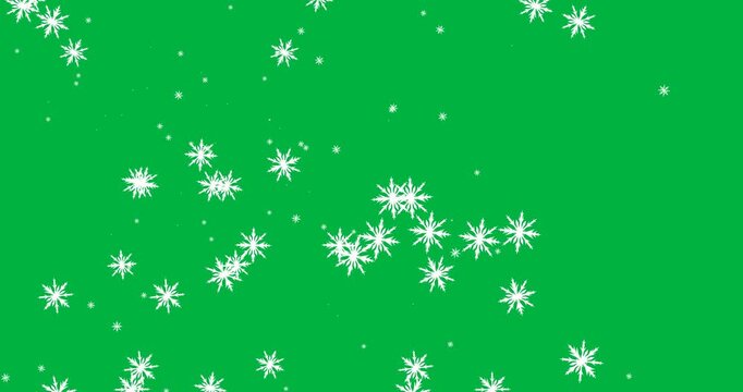 Digital animation of multiple snowflakes icons falling against black background