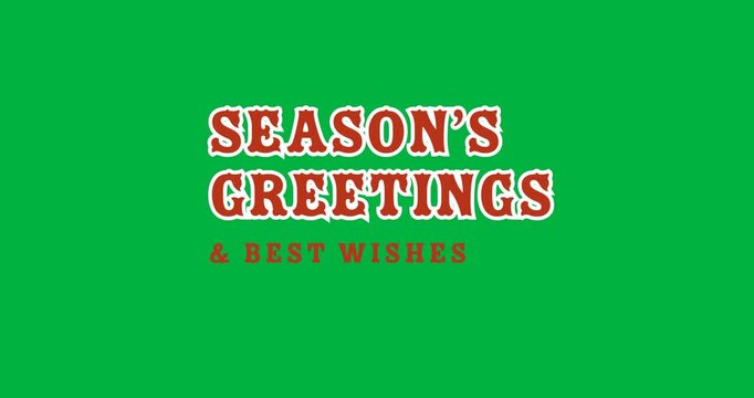 Digital animation of seasons greetings and best wishes text banner against black background