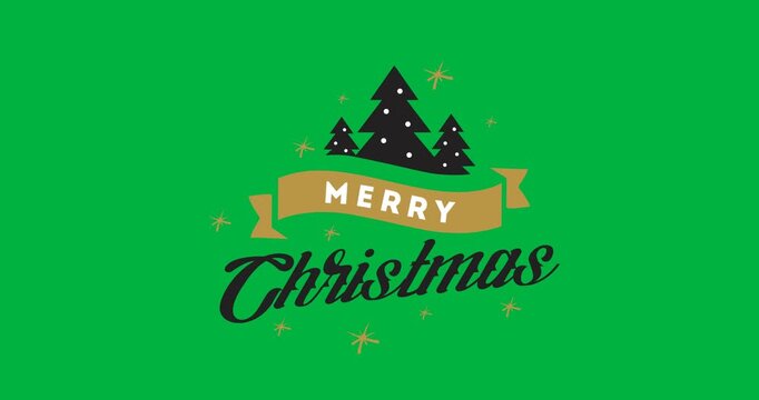 Digital animation of merry christmas text banner against black background