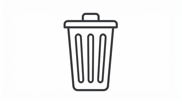A simple outline illustration of a garbage can with a lid, symbolizing waste and disposal on a white background