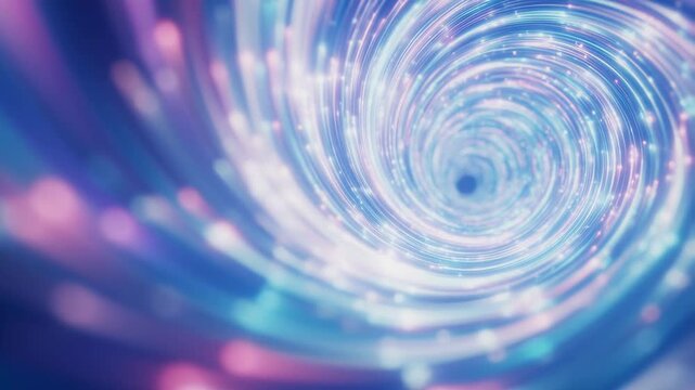 Abstract swirling vortex of light and color. Represents the concept of time travel, digital transformation, and infinite possibilities