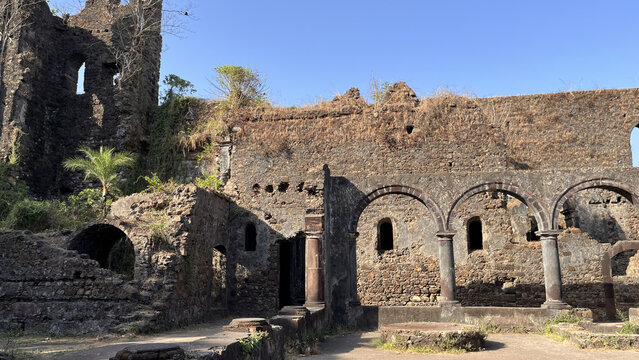 Stone pillars and arches in Vasai fort