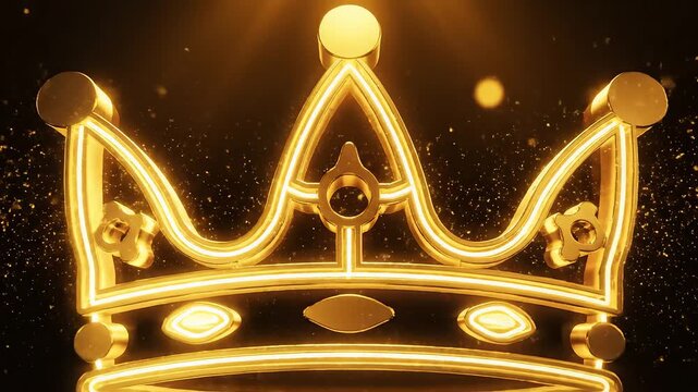 Golden crown neon light design for commercial backgrounds, digital design, and advertising