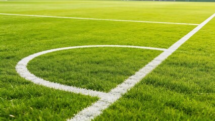 Obraz premium Soccer field corner with white lines