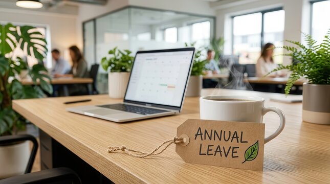 Human resources management of paid holiday entitlement on a desk