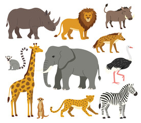 Naklejka premium African Safari Wildlife Vector Collection