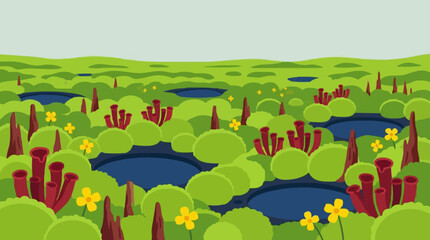 Naklejka premium Vibrant Swampy Wetland Ecosystem