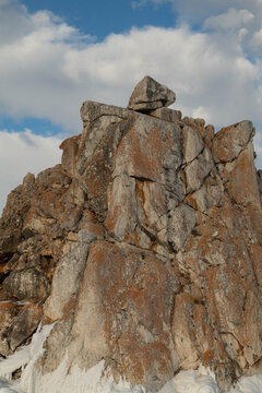 Shamanka Rock on Lake Baikal, Olkhon Island, tourism in Russia