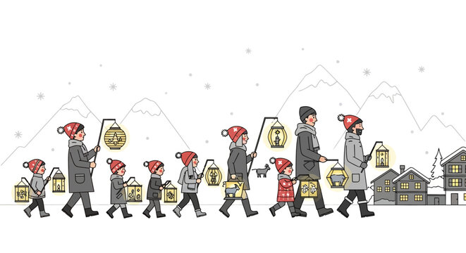People walking in a line outdoors.