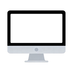 Fototapeta premium Computer monitor with blank screen on white background symbolizing technology and digital display