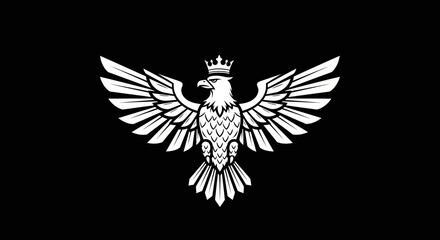 Fototapeta premium Stylized eagle emblem on black background symbolizing power and freedom