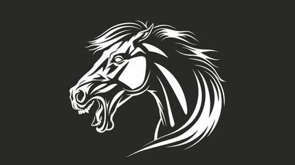 Fototapeta premium Stylized white horse head illustration on a black background for various uses