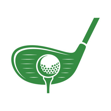 Golf club striking a ball on a tee during a game