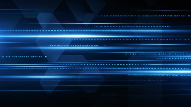 Abstract futuristic blue technology background with glowing horizontal lines and digital data patterns
