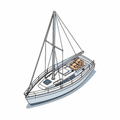 a white sailboat with a cargo hold. © agussssss