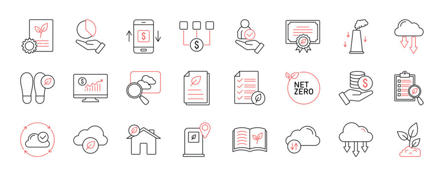 Carbon Credits icon collection set. Containing design green, environment, eco, co2, sustainable, net zero, greenhouse and more.