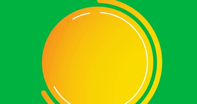 Digital animation of yellow gradient round banner rotating with copy space on black background