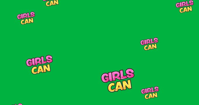Multiple girls can text banners with glossy effect falling against black background