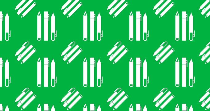 Digital animation of three pen set icons in seamless motion against white background