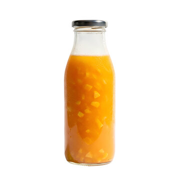 Refreshing Glass Bottle of Mango Juice with Pulpy Texture