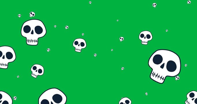 Halloween digital illustration holiday scary celebration skull icons animation black background