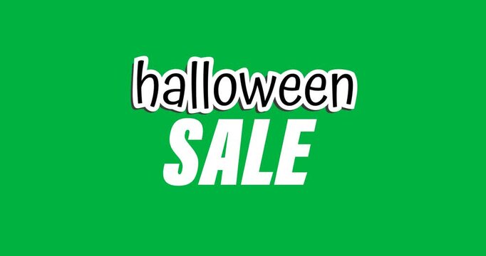 Halloween sale animation with scary typography on a black background.