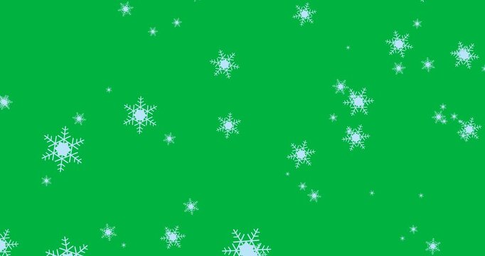 Digital animation of multiple blue snowflakes icons falling against black background