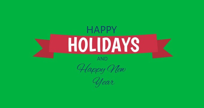 Digital animation of happy holidays and happy new year text banner against black background